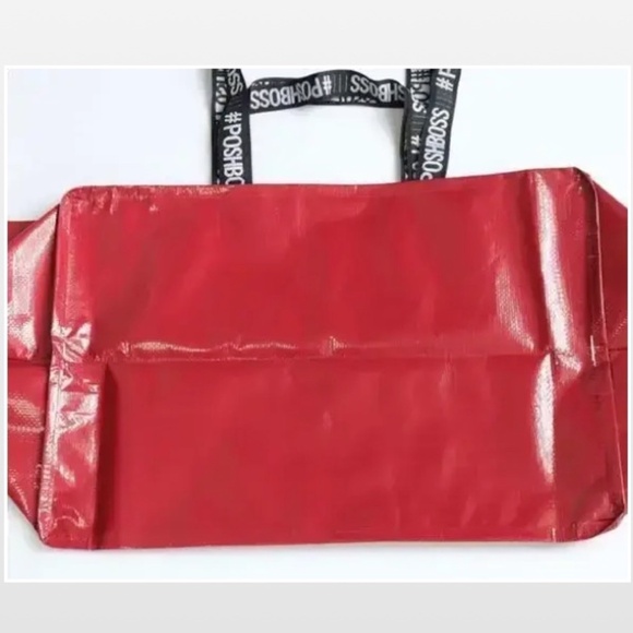 New Tote Bag #POSHBOSS Red White Oversized Large Double Handle - Picture 9 of 9
